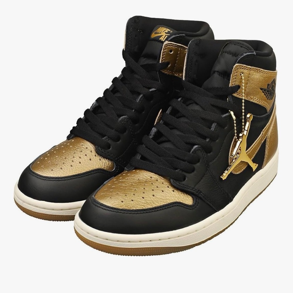 Never-Worn Kids Nike Air Jordan Black and Gold Sneakers